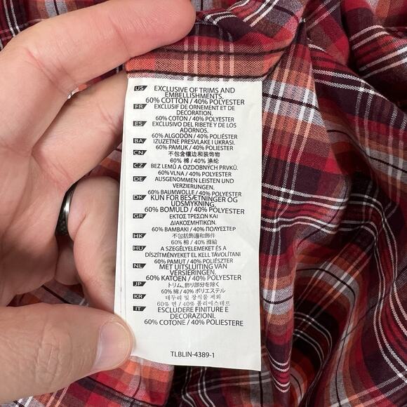 5.11 TACTICAL Men’s Size Medium Red Plaid Breaker Short Sleeve Snap Shirt - Picture 4 of 8